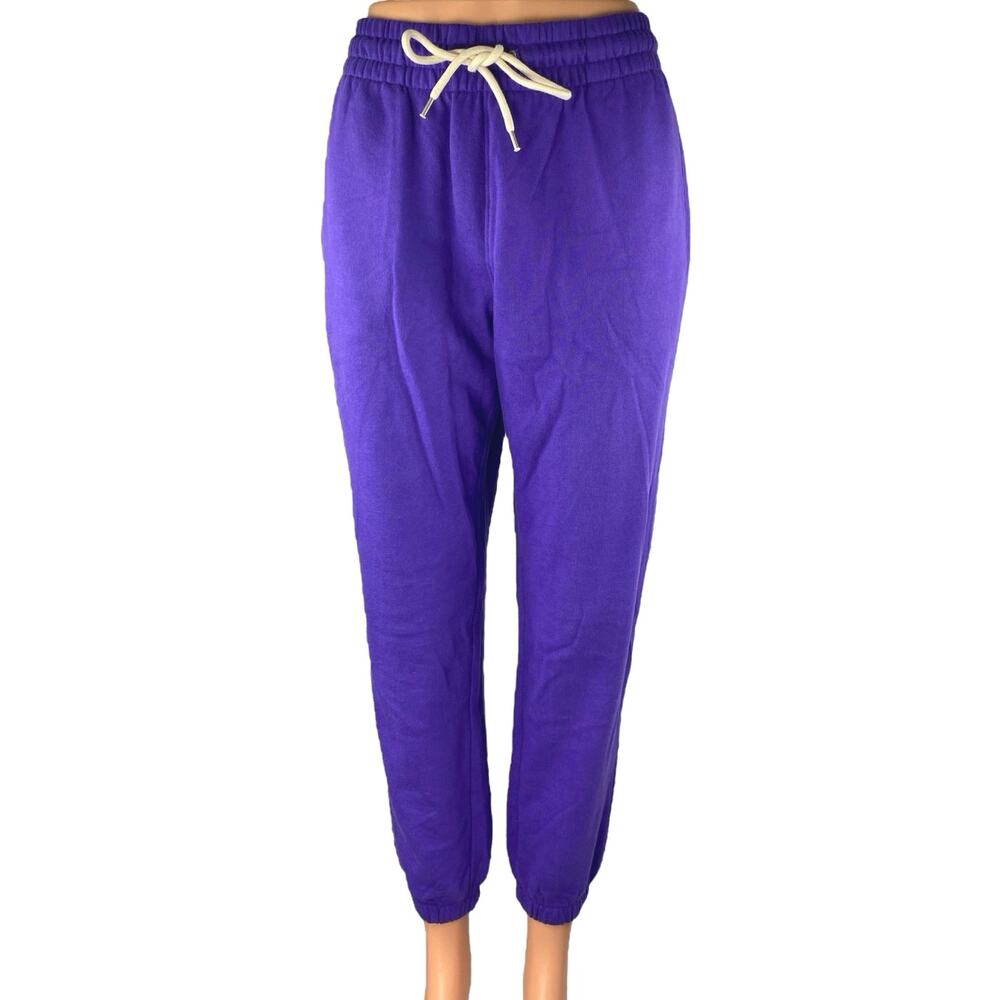 Gap Women's Purple Drawstring Fleece Drawstring Tapered Jogger Sweatpants Size M